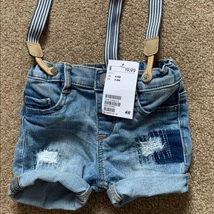 Baby Jean shorts with suspenders. Brand New with Tag